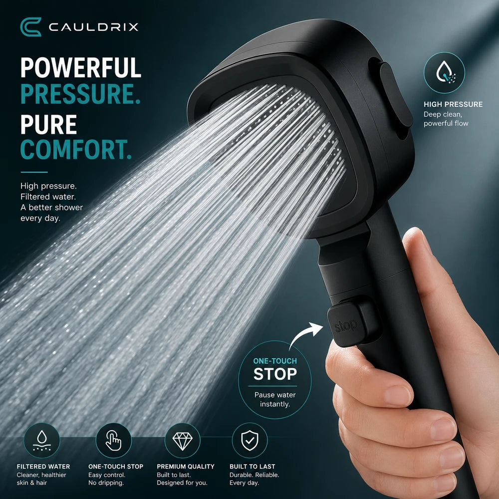 Cauldrix™ HydroForce High Pressure Shower Head  Upgrade your daily shower with powerful water pressure and a cleaner, more refreshing rinse.
