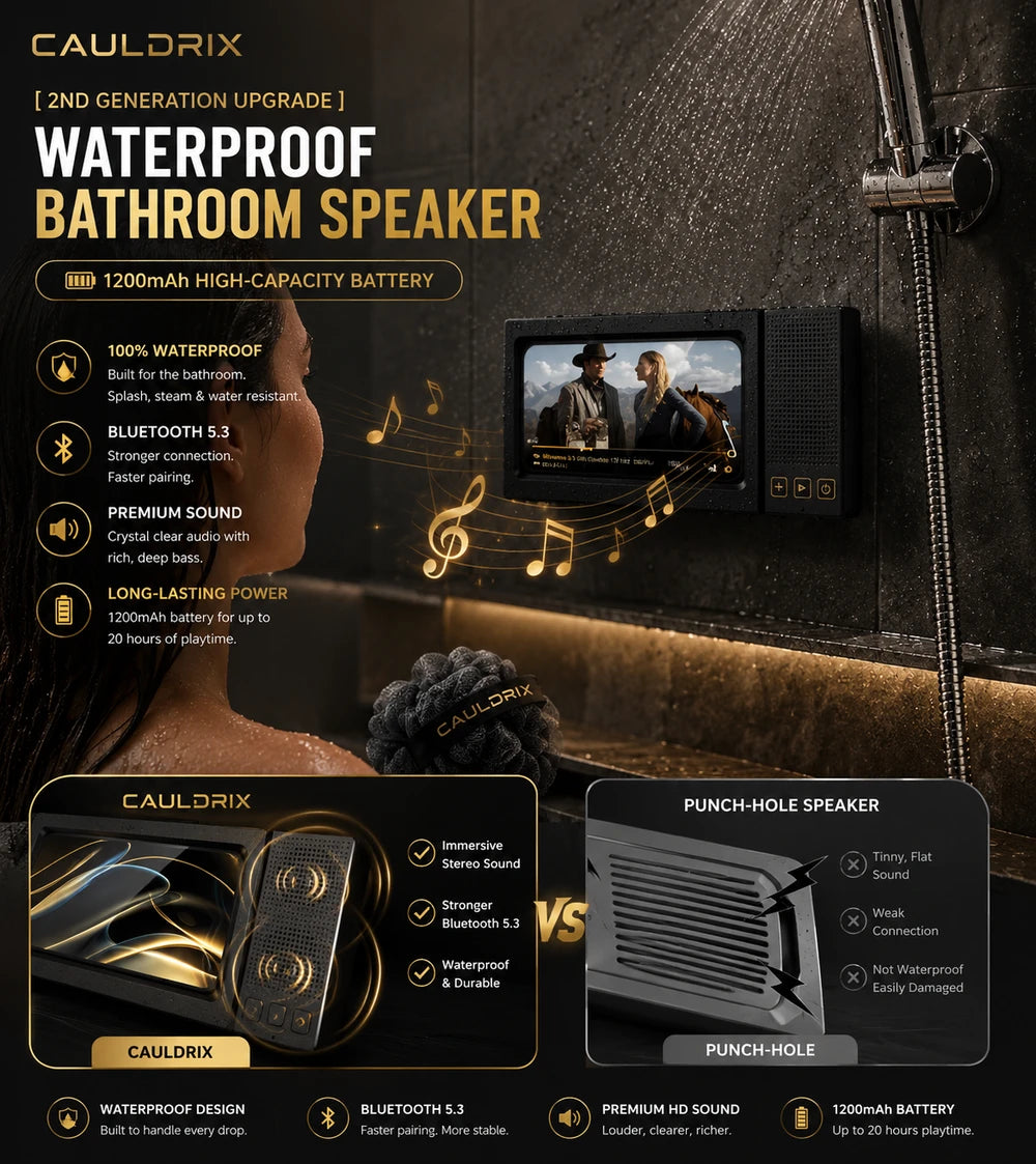 Cauldrix™ AquaSound Pro Waterproof Bluetooth Shower Phone Mount