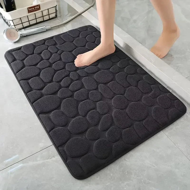 Cauldrix™ CloudStep Cobblestone Memory Foam Bath Mat – Quick-Dry & Non-Slip Bathroom Rug