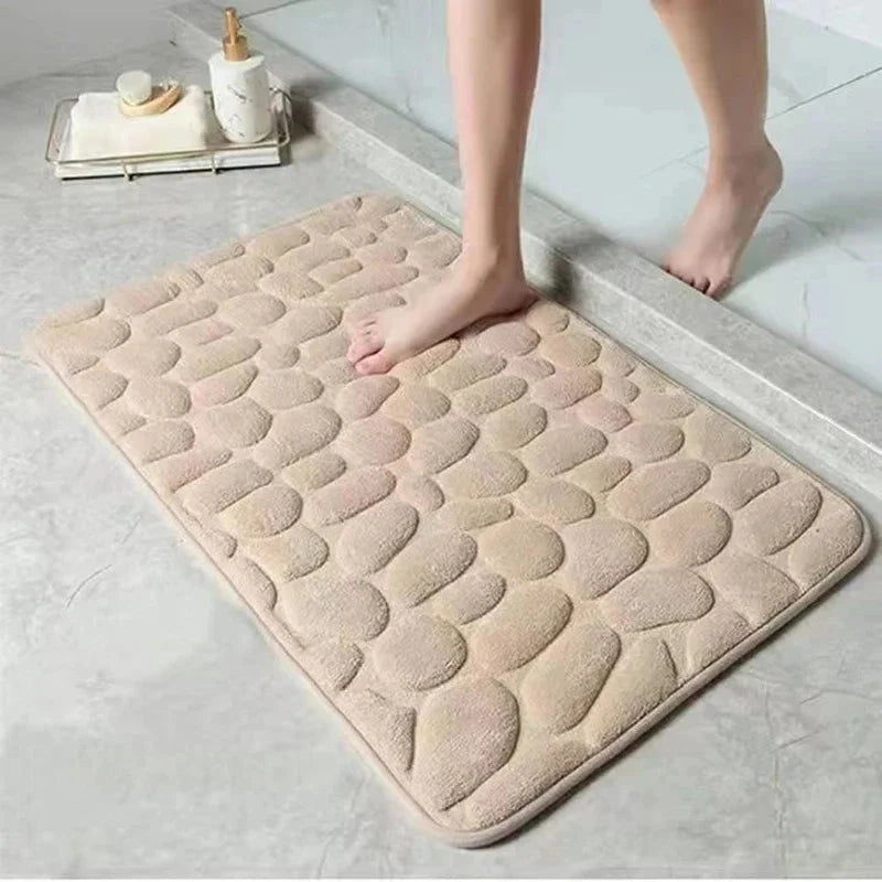 Cauldrix™ CloudStep Cobblestone Memory Foam Bath Mat – Quick-Dry & Non-Slip Bathroom Rug