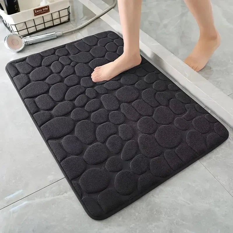 Cauldrix™ CloudStep Cobblestone Memory Foam Bath Mat – Quick-Dry & Non-Slip Bathroom Rug