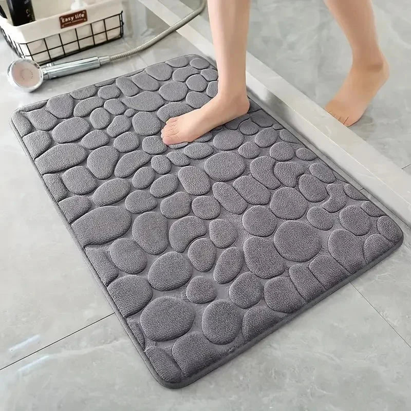 Cauldrix™ CloudStep Cobblestone Memory Foam Bath Mat – Quick-Dry & Non-Slip Bathroom Rug