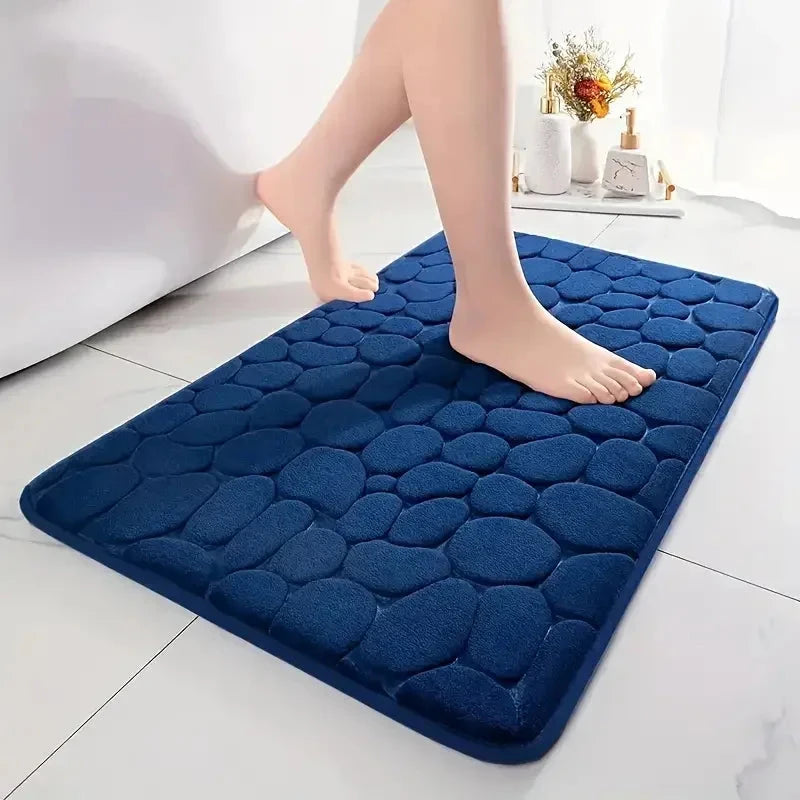 Cauldrix™ CloudStep Cobblestone Memory Foam Bath Mat – Quick-Dry & Non-Slip Bathroom Rug