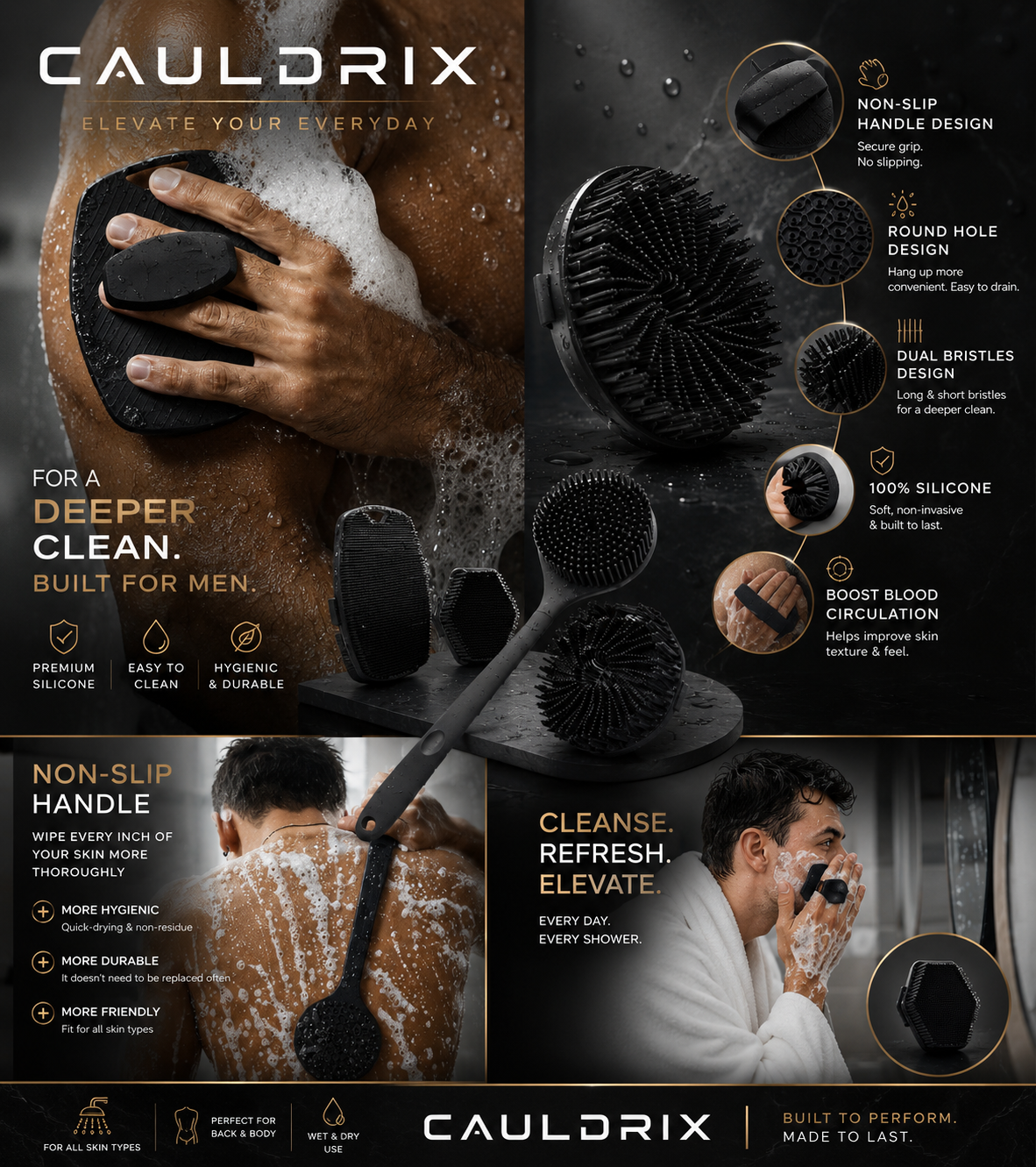 Cauldrix™ ForgeScrub 1-4 Silicone Face & Body Brush