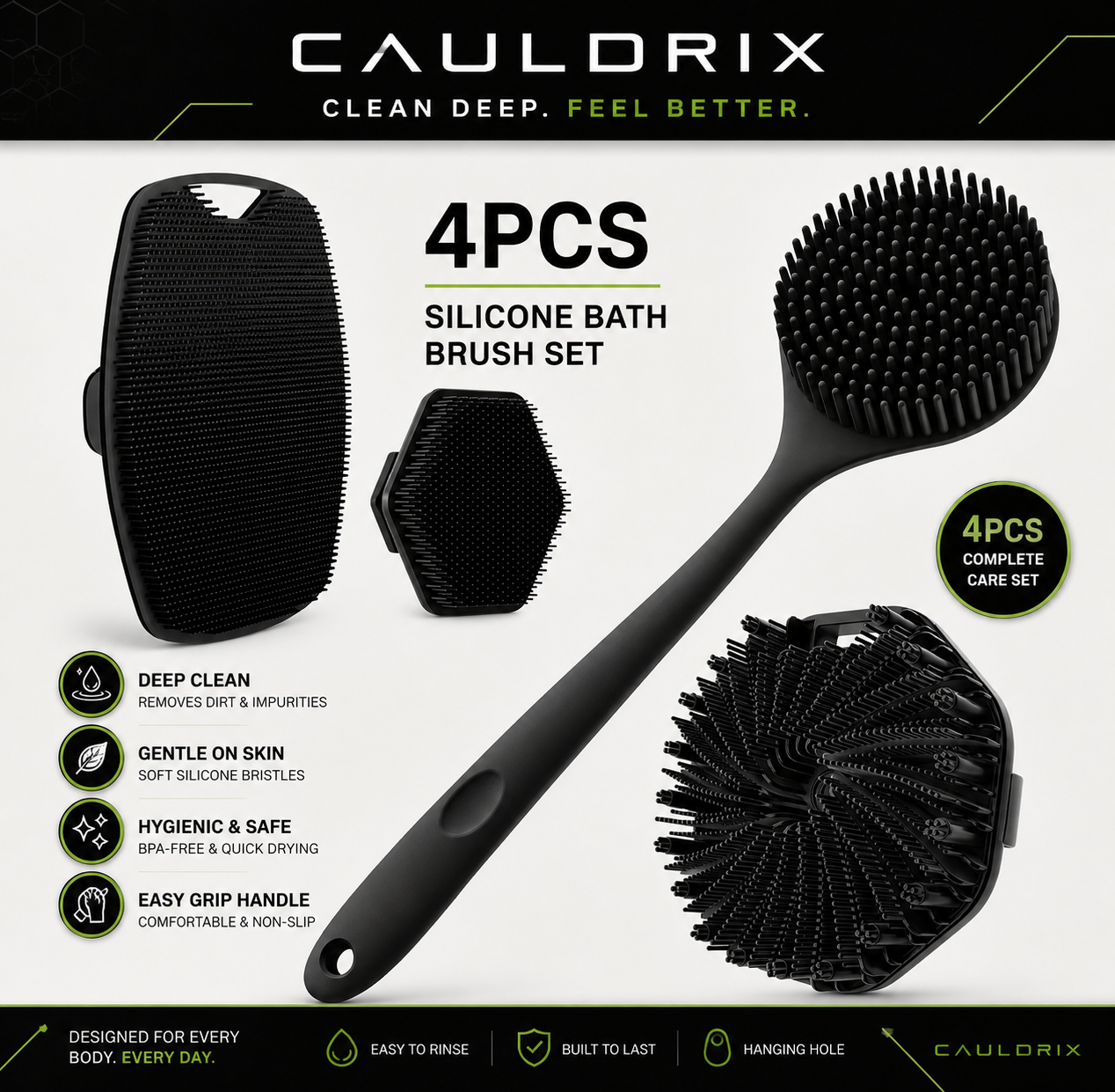 Cauldrix™ ForgeScrub 1-4 Silicone Face & Body Brush