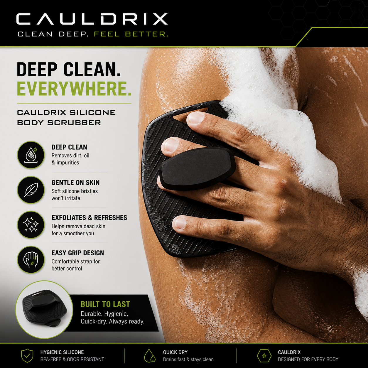 Cauldrix™ ForgeScrub 1-4 Silicone Face & Body Brush