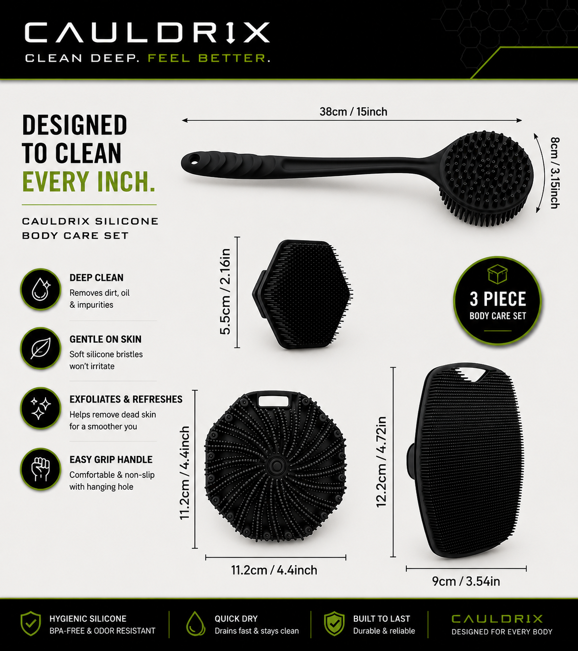 Cauldrix™ ForgeScrub 1-4 Silicone Face & Body Brush