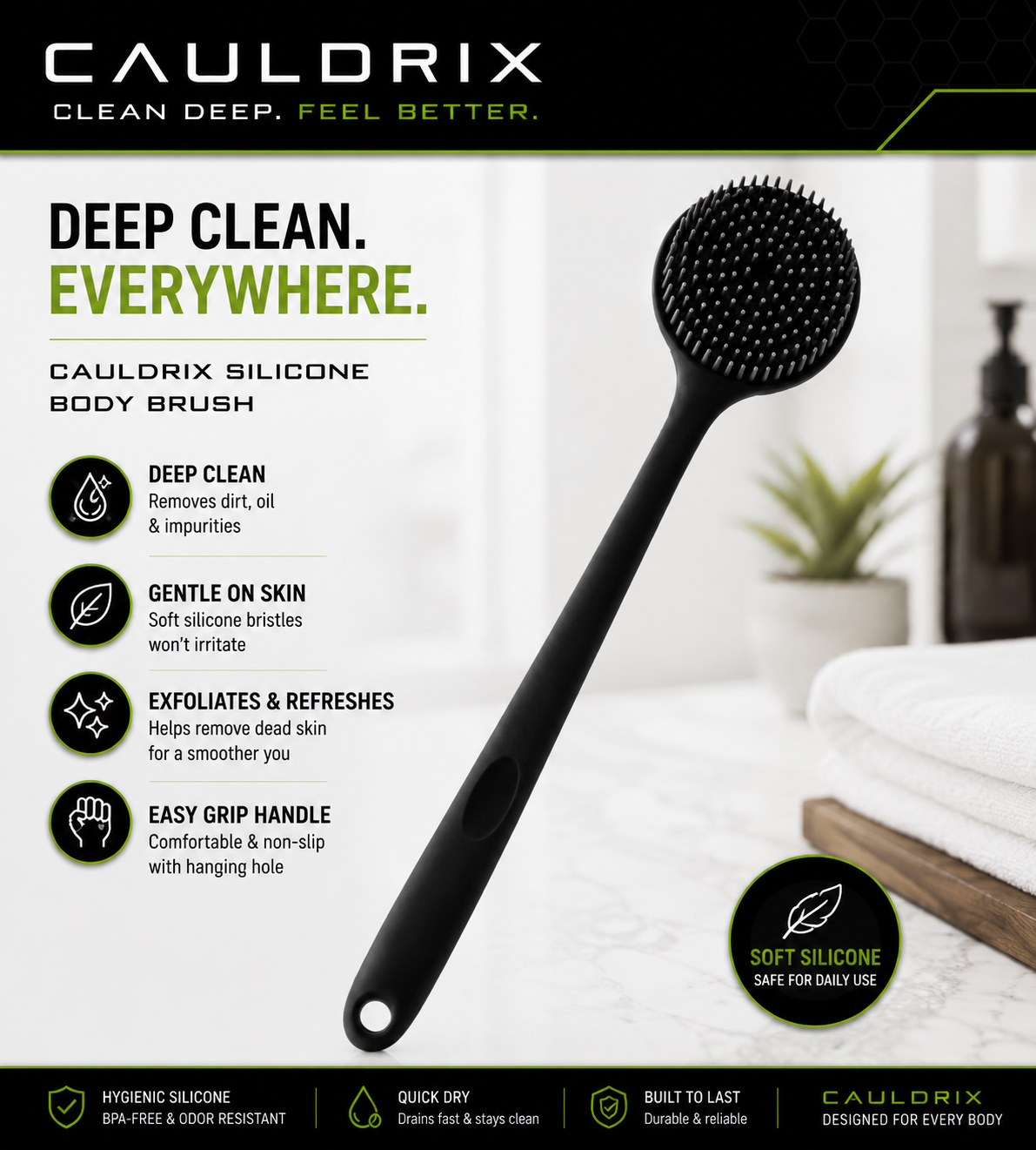 Cauldrix™ ForgeScrub 1-4 Silicone Face & Body Brush