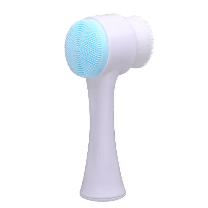 Cauldrix™ PureGlow 3D Double-Sided Silicone Facial Cleansing Brush | Soft Bristles, Gentle Exfoliation & Facial Massage